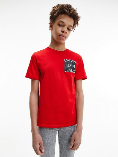 Calvin Klein Ruhák HU800976 | Calvin Klein Organic Cotton Logo Fiu Póló Piros